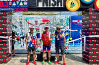 THE octogenarian (right) participated in Ironman Triathlon.