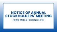 Prime Media Holdings, Inc: Notice of Annual Stockholders' Meeting