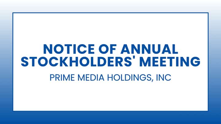 Prime Media Holdings, Inc: Notice of Annual Stockholders' Meeting