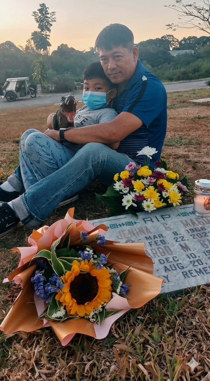 JAMES and Rey visit Jenina's grave.