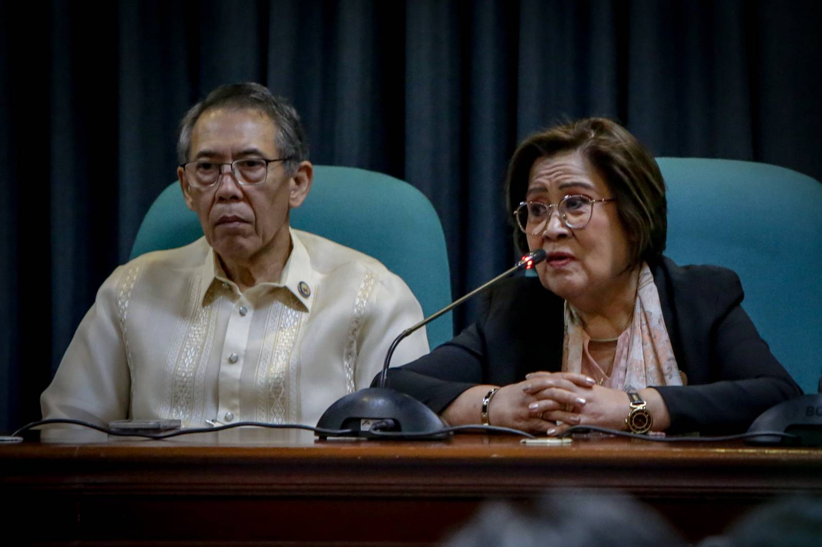 Members of the House of Representatives serving as the prosecution panel in the impeachment proceedings met at the Senate’s Padilla Room on Monday.

The group, headed by Batangas 2nd District Rep. Gerville “Jinky Bitrics” Reyes-Luistro, includes Rep. Lordan Suan, Rep. Ysabel Maria Zamora, Atty. Benjamin Tolosa Jr., Rep. Jose Manuel “Chel” Diokno, Rep. Leila de Lima, Rep. Joel Chua, and Rep. Ramon Rodrigo Gutierrez.| Aram Lascano