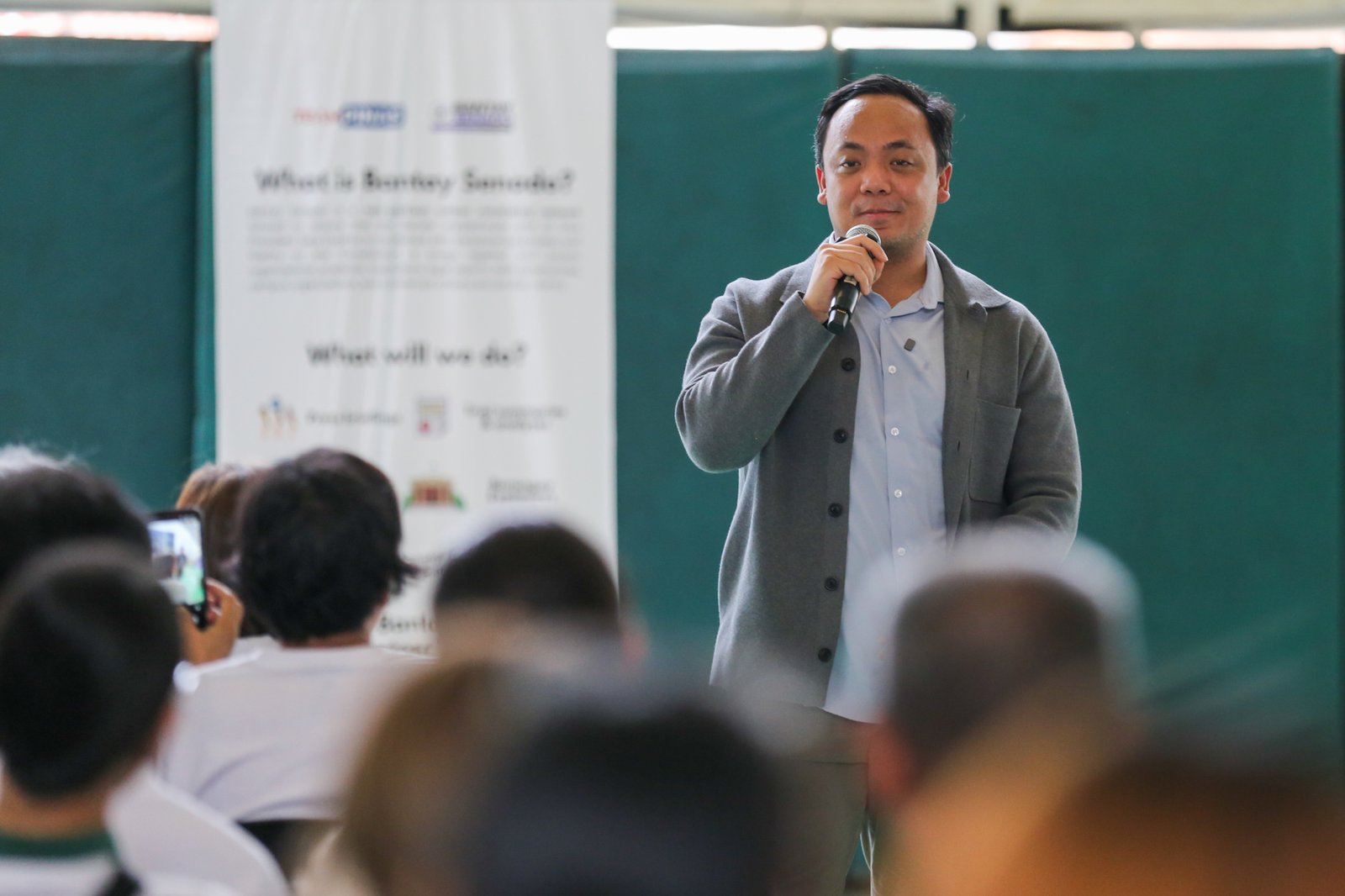 Students, workers, civil society groups, and community leaders gather for a public forum at the Sandejas Gym in De La Salle-College of Saint Benilde (DLS-CSB), Manila on 23 June 2026. Organized by Bantay Senado, the Center for Social Action, and the School of Diplomacy and Governance, the forum aims to provide local leaders with a shared, accurate, and process-based understanding of the current impeachment proceedings and upcoming developments.