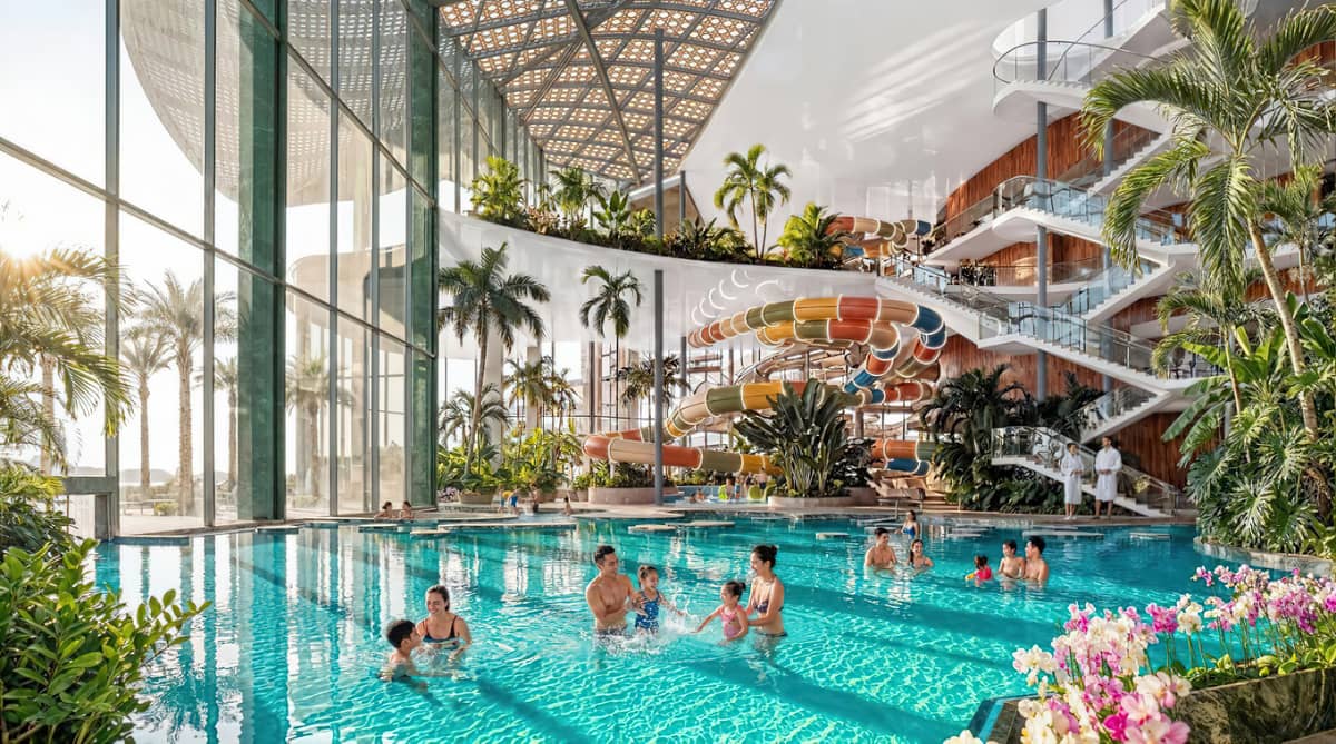 THEME Singapore will feature more than 20 pools, 70 treatment rooms and thousands of tropical plants when it opens to visitors in 2030.