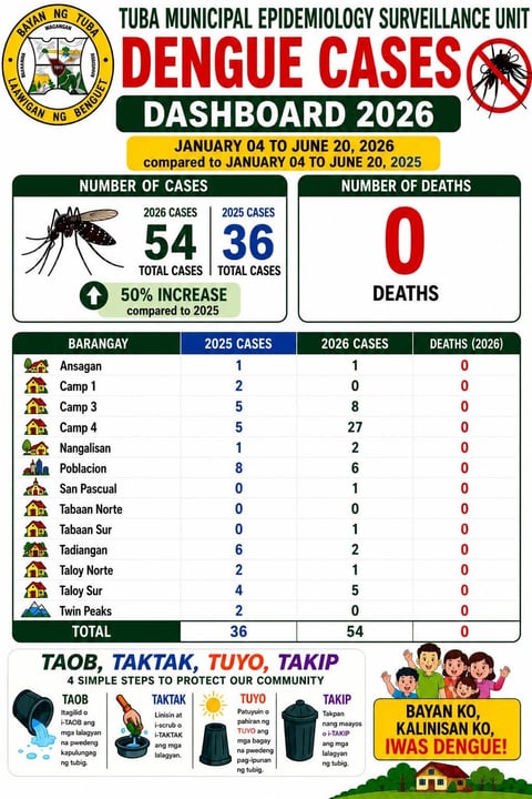 Dengue cases in Benguet town rise 50% in first half of 2026