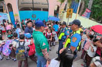 QUEZON City Police District officers conduct a security patrol at a local campus as part of Oplan Bisita Eskwela. Directed by PNP Chief Police General Jose Melencio Nartatez Jr. and NCRPO regional director PMgen. Anthony Aberin, the initiative under PBgen. Randy Glenn Silvio ramps up police visibility during student arrival and dismissal hours.