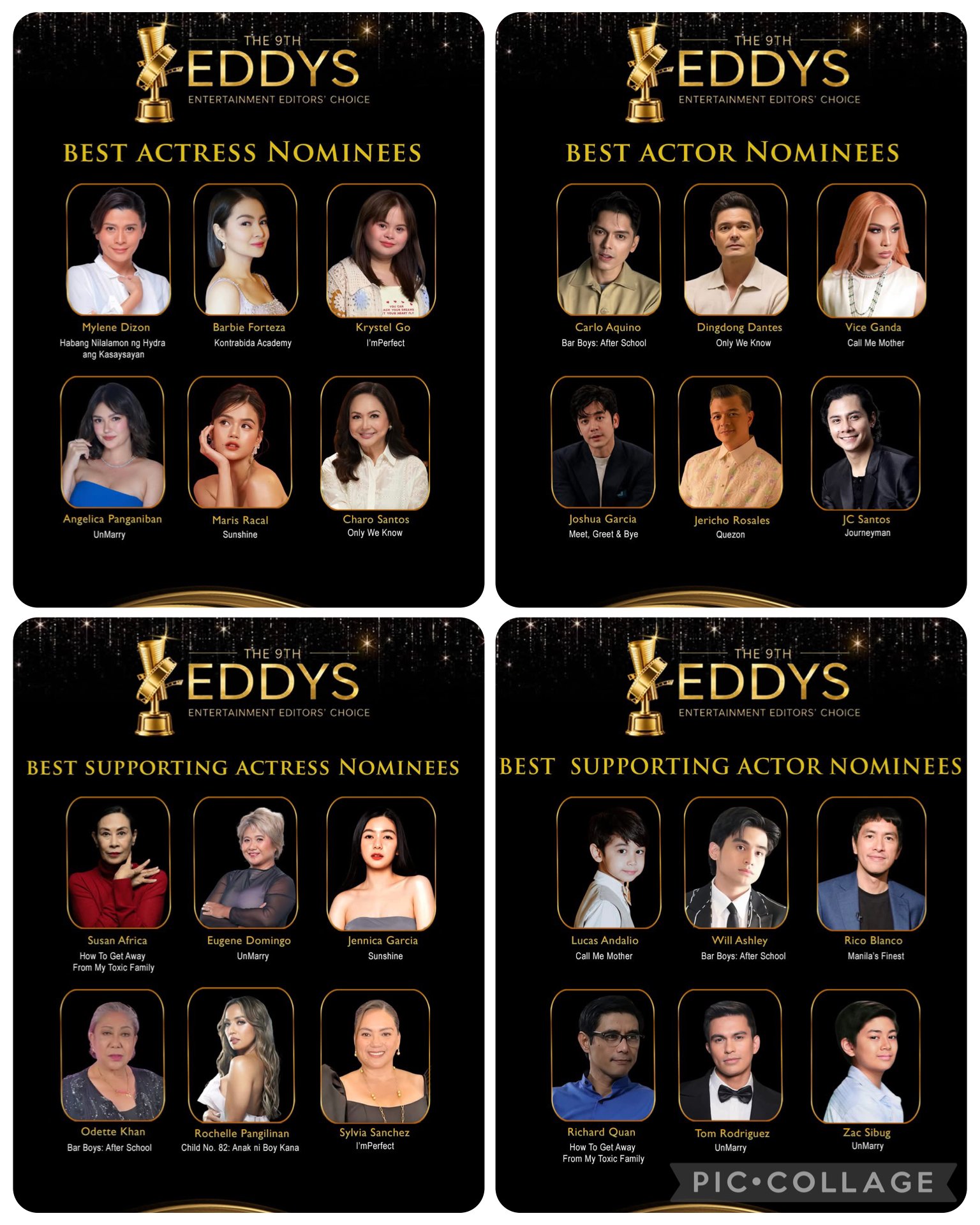 Dingdong, Vice, Maris, Charo lead 9th Eddys acting nominees
