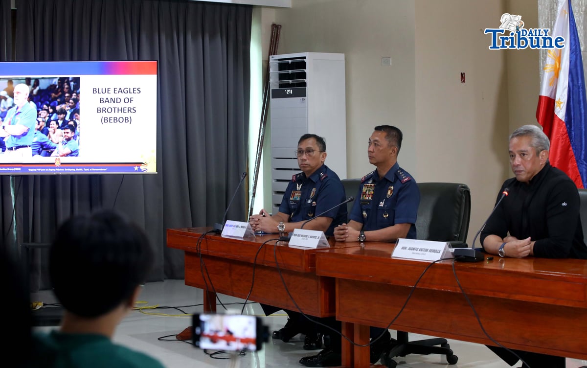 Interior Secretary Jonvic Remulla announces that former Ateneo men's basketball coach Tab Baldwin and 10 others have been recommended for charges under the Anti-Hazing Act of 2018 over the deaths of Ateneo student-athletes Rene Clert Baterbonia and Divine Adili during a press conference on Friday. | Photo by Analy Labor