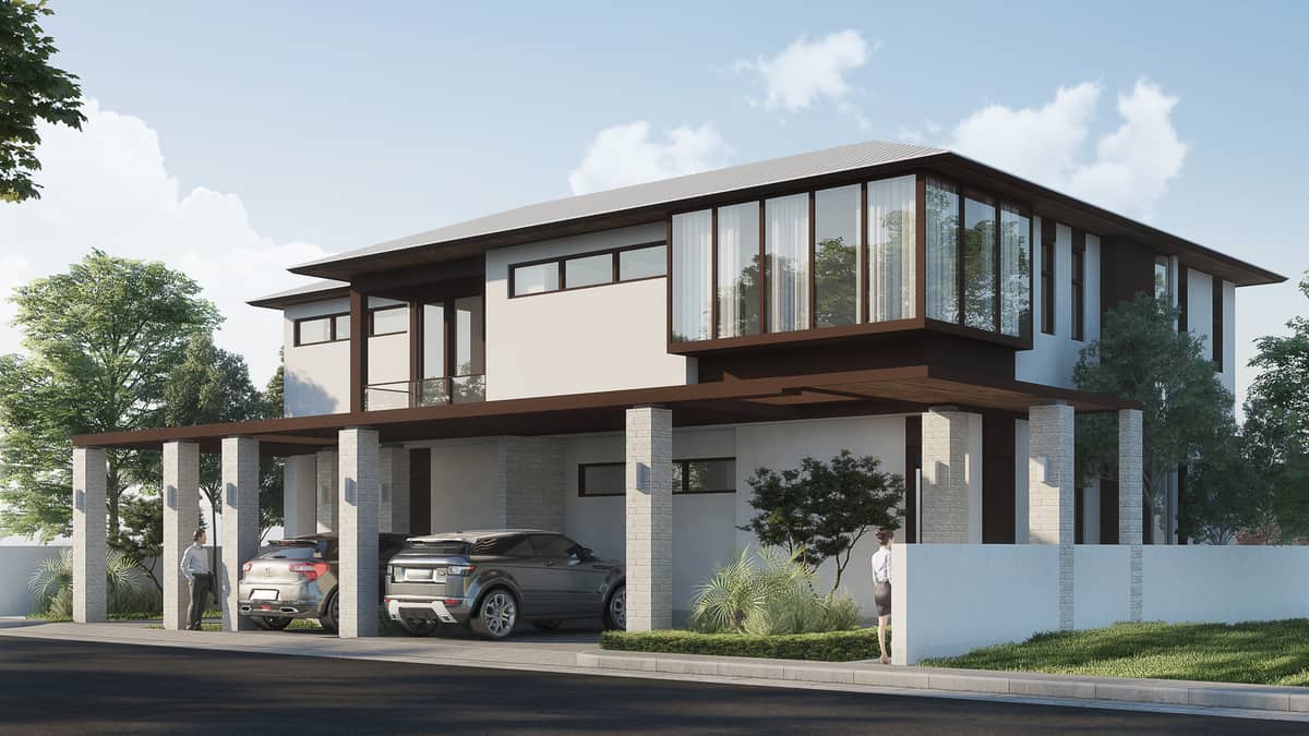 DUPLEX Render of House Model Unit Oak A & B