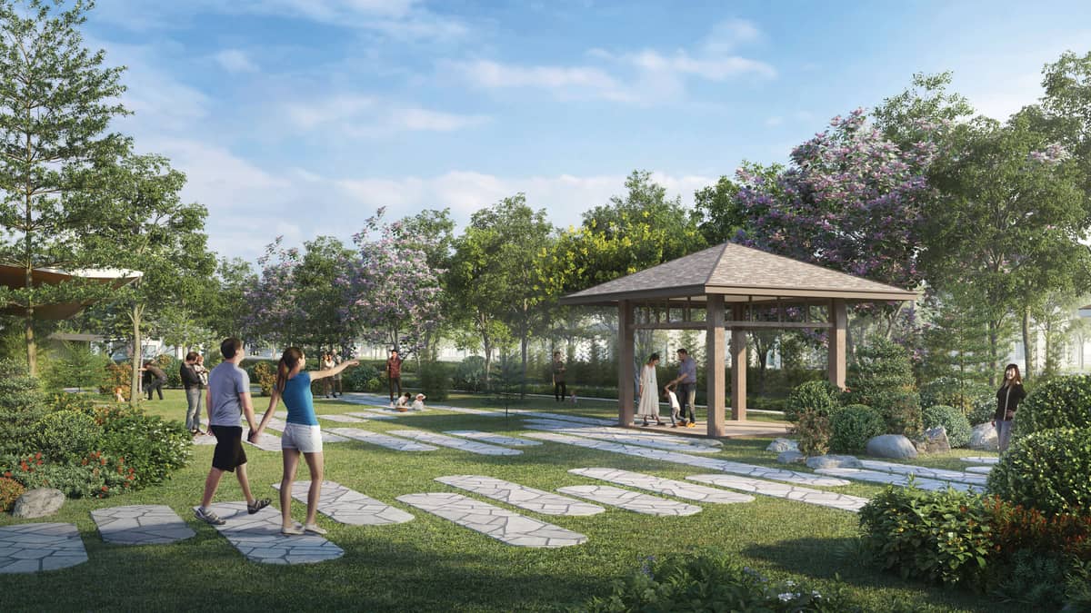 YUME at Riverpark features a Japanese garden, a tranquil green space that offers moments of reflection and calm.