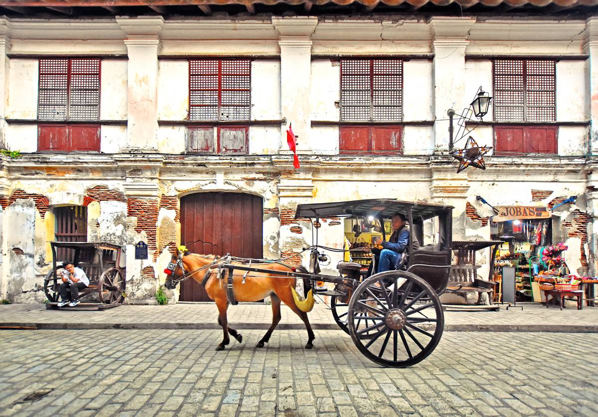 CARRIAGE in front of the Manila Cathedral.