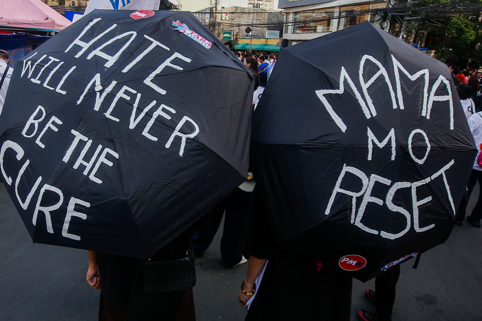 Members of the LGBTQIA+ community and their allies gather at Remedios Circle in Manila on 27 June 2026 during the Metro Pride March and Festival, calling for equality, dignity, justice, and human rights.