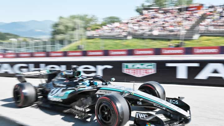 MERCEDES British driver George Russell competes during qualifying at the Red Bull Ring ahead of the Formula One race.