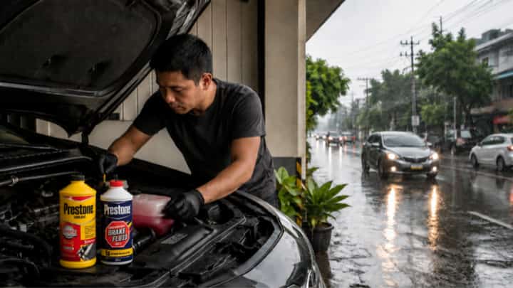 Photograph courtesy of Prestone
MAINTENANCE checks on coolant and brake fluid help motorists prepare for wet roads and changing weather during the rainy season.
