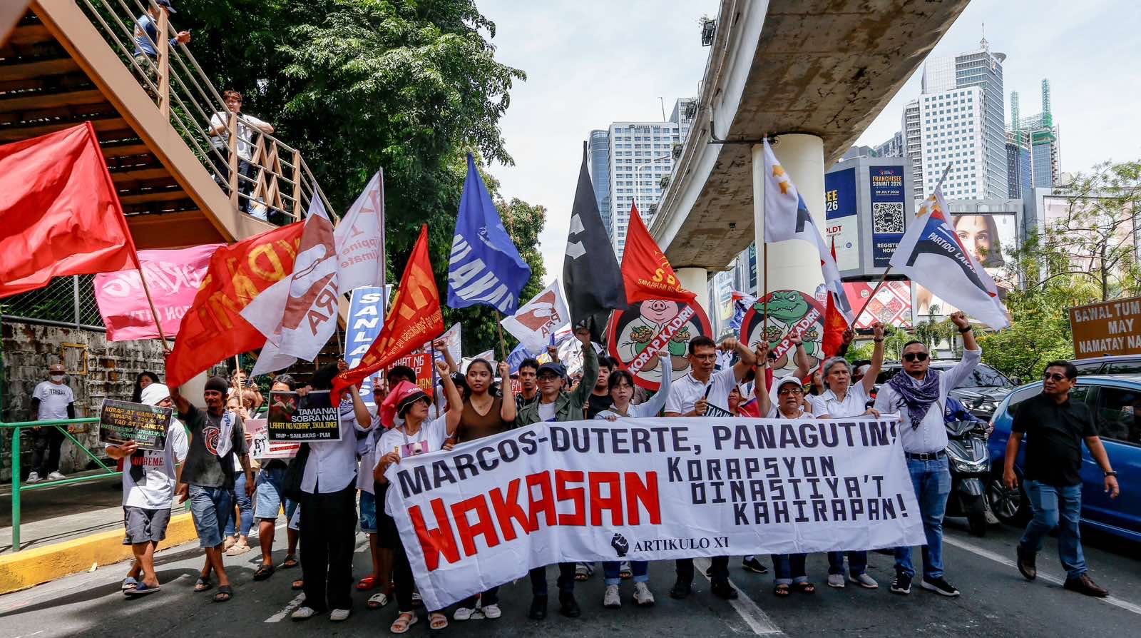 Various progressive groups from different religious, environmental, and political sectors marched down from EDSA shrine to the People Power Monument in a call to end corruption in the country titled ‘White Ribbon March’ on Sunday, 28 June, 2026 in Quezon City. 

The event started with a Catholic mass at National Shrine of Mary, Queen of Peace before marching down with different organizations from different roads nearby People Power Monument where a cultural event was staged.

Authorities are seen visible during the said protest around the area.| Aram Lascano