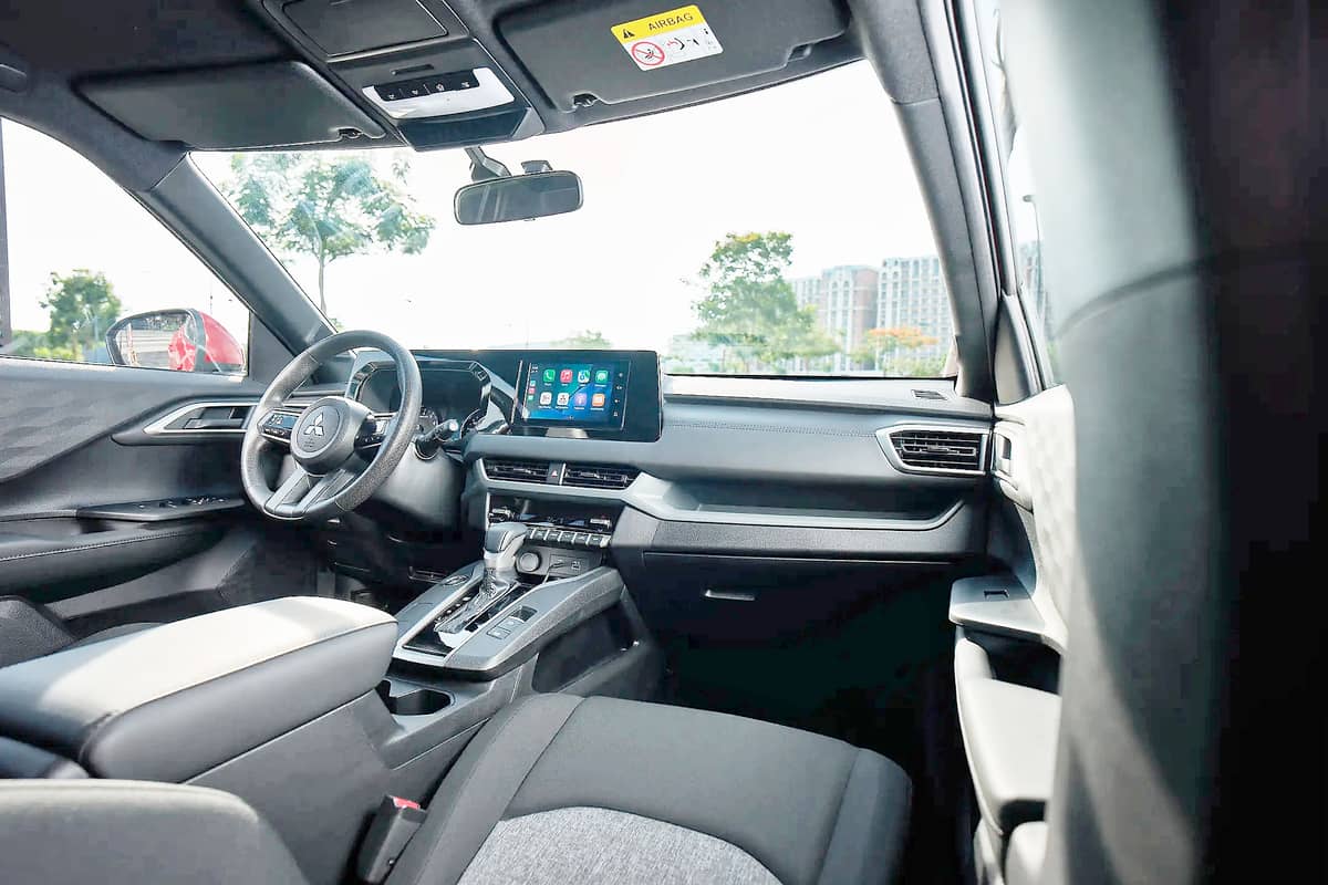 MITSUBISHI gives the 2027 Xforce GLX an 8-inch touchscreen, Apple CarPlay, Android Auto, rear air-conditioning vents and USB ports for daily use.