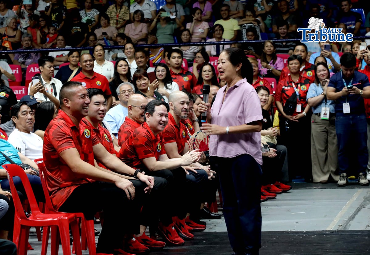 (June 29 2026) First Lady Louise Araneta-Marcos delivered a message during the distribution of 10 kilos rice under the Bawat Bayan Makikinabang Rice Program through the Local Government Support Fund on Monday, June 29, 2026, held at the FilOil Centre in San Juan City. Photo/Analy Labor