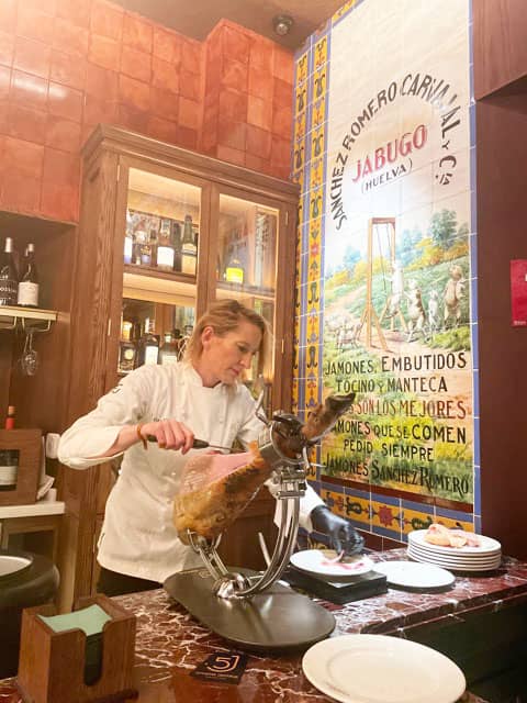 THE meat is hand-carved into thin slices, a process meant to be performed slowly to release the nutty flavor of the ham.