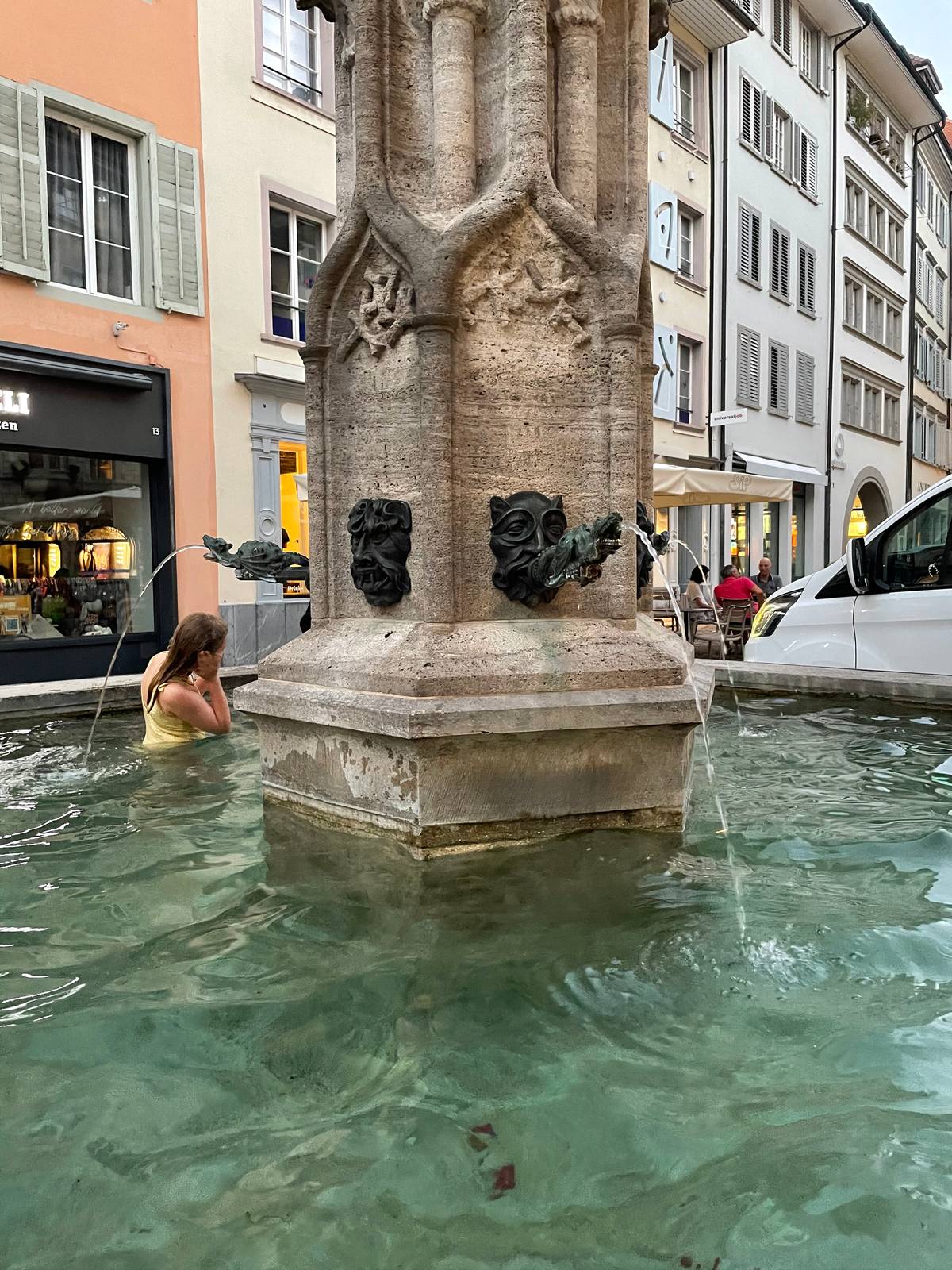 WEINMARKT Fountain located in the Old Town of Lucerne, Switzerland.