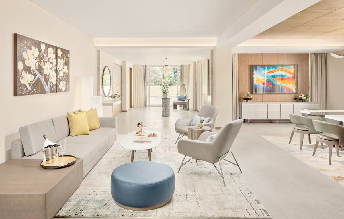THE 36.7 m² Living Area of the Presidential Villa, offering generous space for relaxation and gatherings in refined comfort.