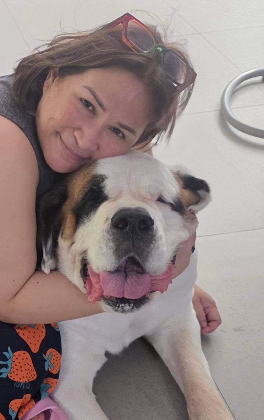 HUGS always: Janice and Haneul the Saint Bernard.