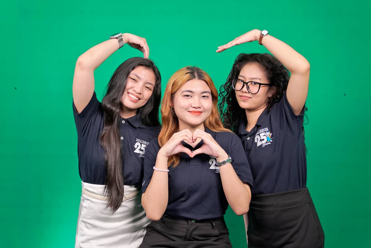 Online graphics team (From left) Genalie Eclipse, Chynna Basillaje and Sheila Figueroa.