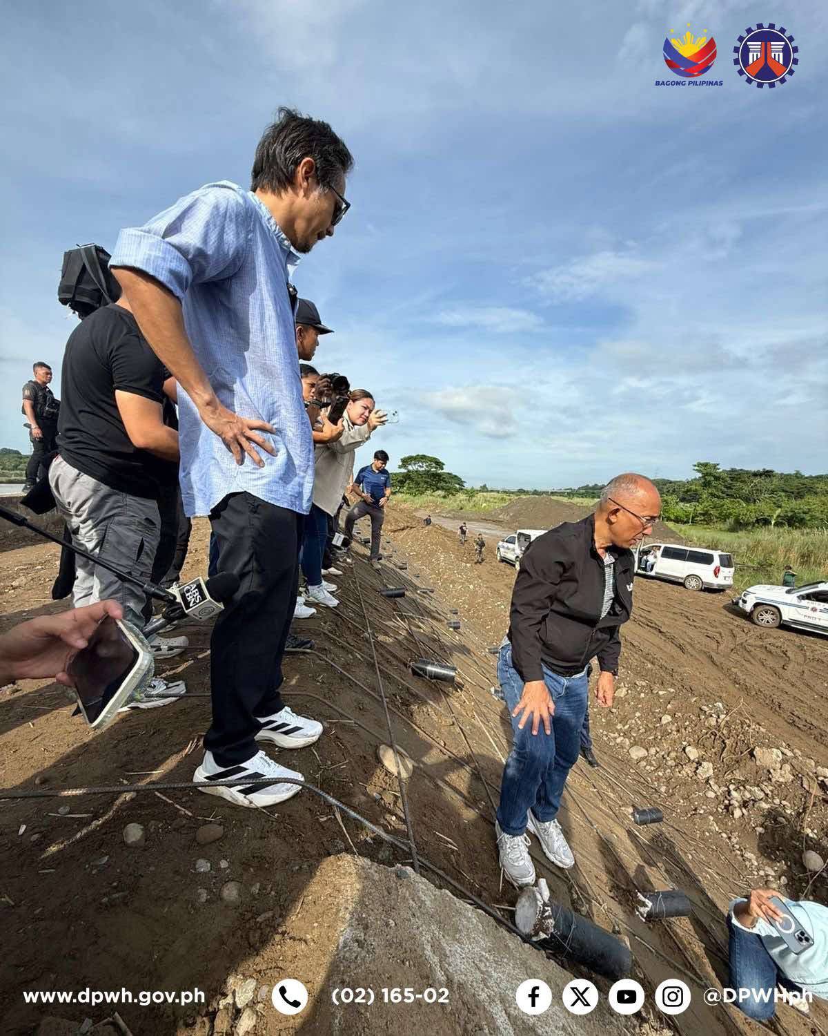 DEPARTMENT of Public Works and Highways Secretary Vince Dizon and Baguio City Mayor Benjamin Magalong inspect what they described as a ‘super substandard’ flood control project in Barangay Acao, Bauang, La Union, on 16 September 2025.