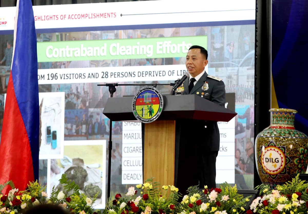 (July 01 2026) Bureau of Jail Management and Penology (BJMP) Officer in charge and deputy chief for administration JCSUPT Dennis Rocamora speak during the 35th anniversary celebration held at MICE center in Quezon City Hall on Wednesday July 1 2026. one of the event highlights is the accomplishments project implemented, a livelihood project for the thousands of PDL it helps earn extra income for their family. Photo/Analy Lab