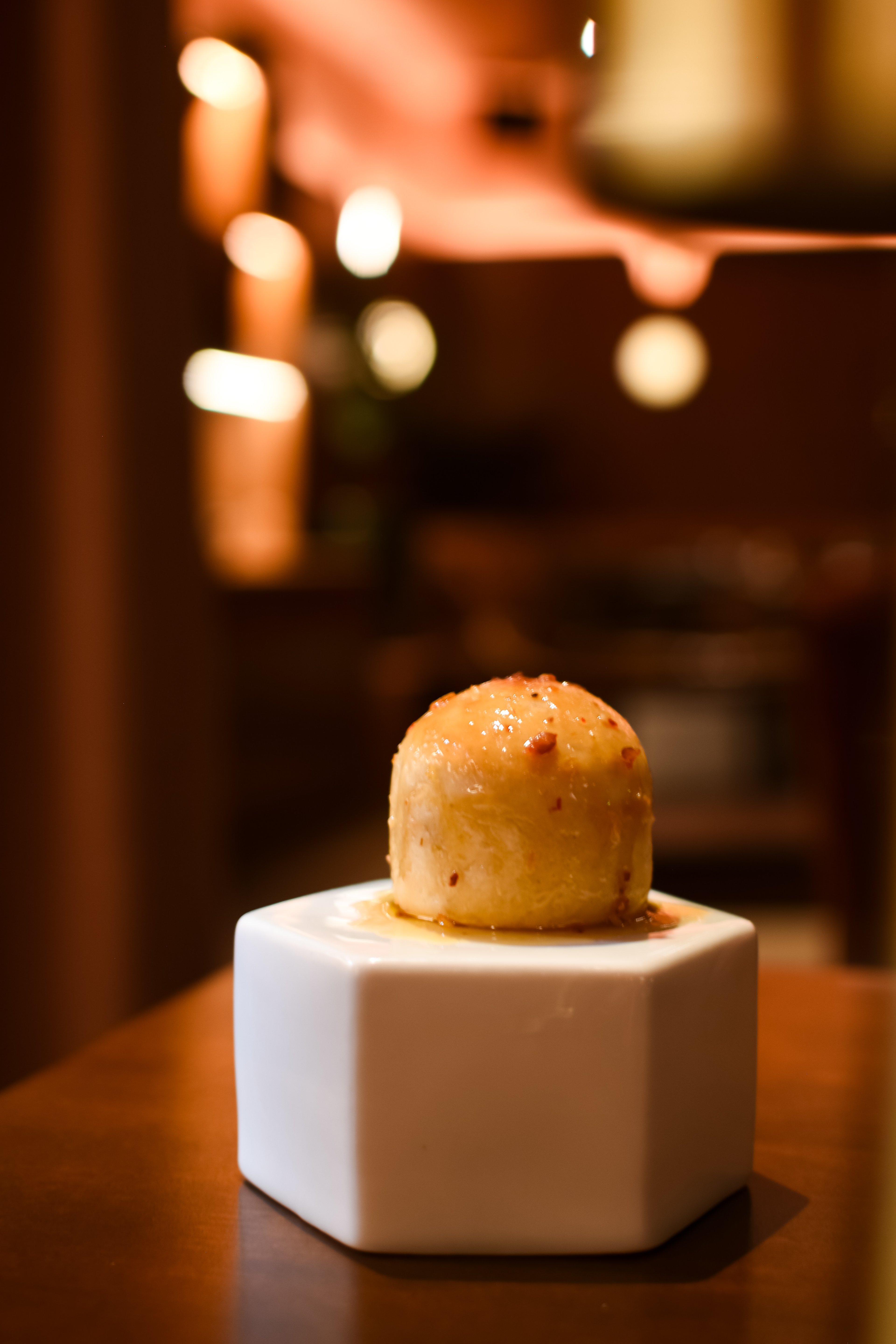TAPIOCA bread, cheese, honey chili.