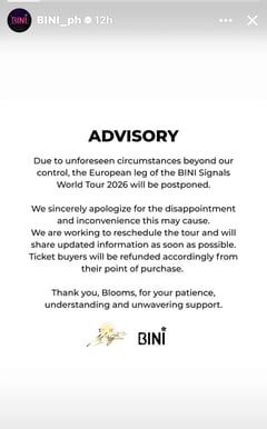 BINI delays European tour, promises new dates