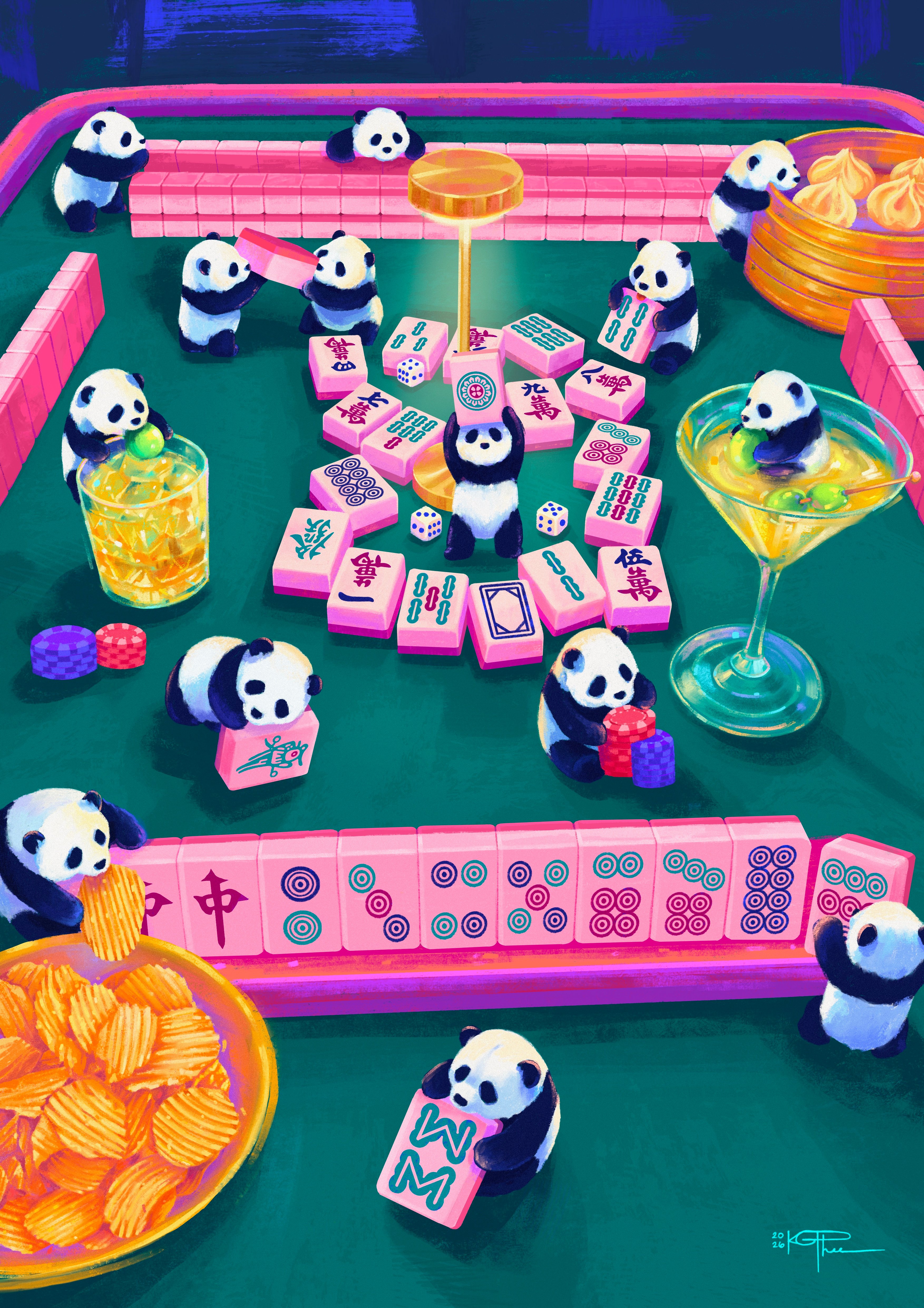Among the featured work at MoCAF are paintings and sculptures by artists across genres - Panda Hustlers by Krissie Phee
