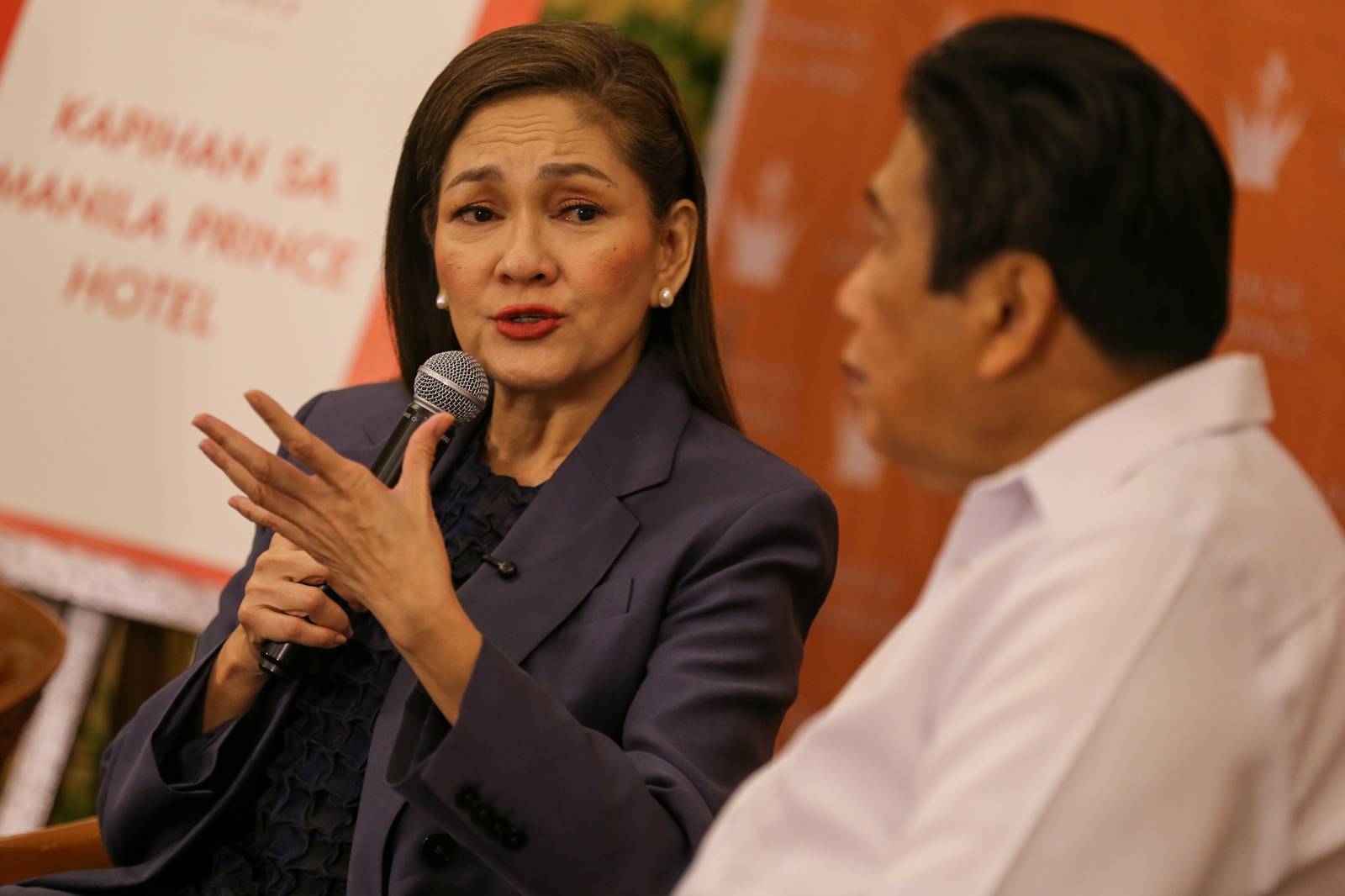 Senator Risa Hontiveros addresses issues surrounding the Anti-Political Dynasty Bill and the Juvenile Justice Act during a press briefing at the Manila Prince Hotel on 02 July 2026.