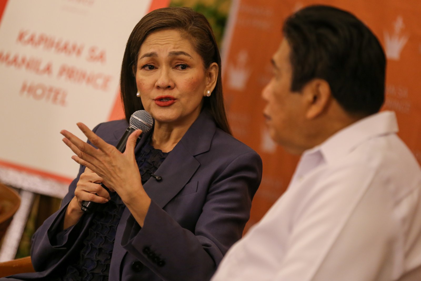 Senator Risa Hontiveros addresses issues surrounding the Anti-Political Dynasty Bill and the Juvenile Justice Act during a press briefing at the Manila Prince Hotel on 02 July 2026.