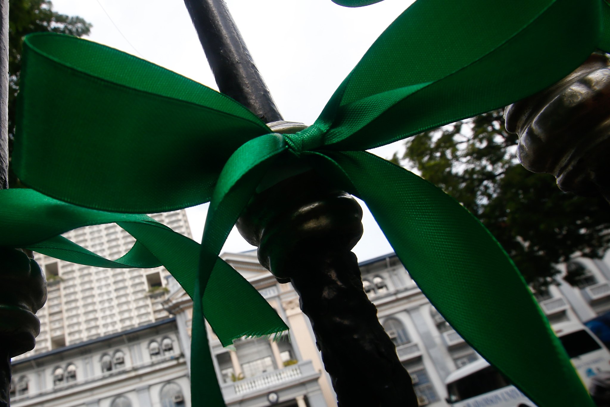 The Adamson University community displays green ribbons on its fences to call for the protection of green spaces and heritage sites and to protest the proposed construction of the Southern Access Link Expressway (SALEX). The community raises concerns over the project's possible impact on the university's campus environment, trees, surrounding community, and historical structures. The university has been designated a historical site by the National Historical Institute.