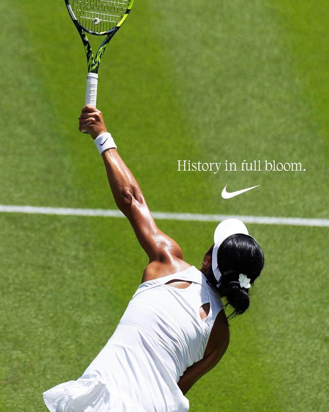Alex Eala's sampaguita hair tie during Wimbledon 2025.