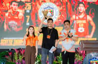 DAVAO del Sur Governor Yvonne Cagas and Vice Governor Marc Cagas tip their hats off to Scottie Thompson for leading Barangay Ginebra to the PBA Commissioner’s Cup title last month.