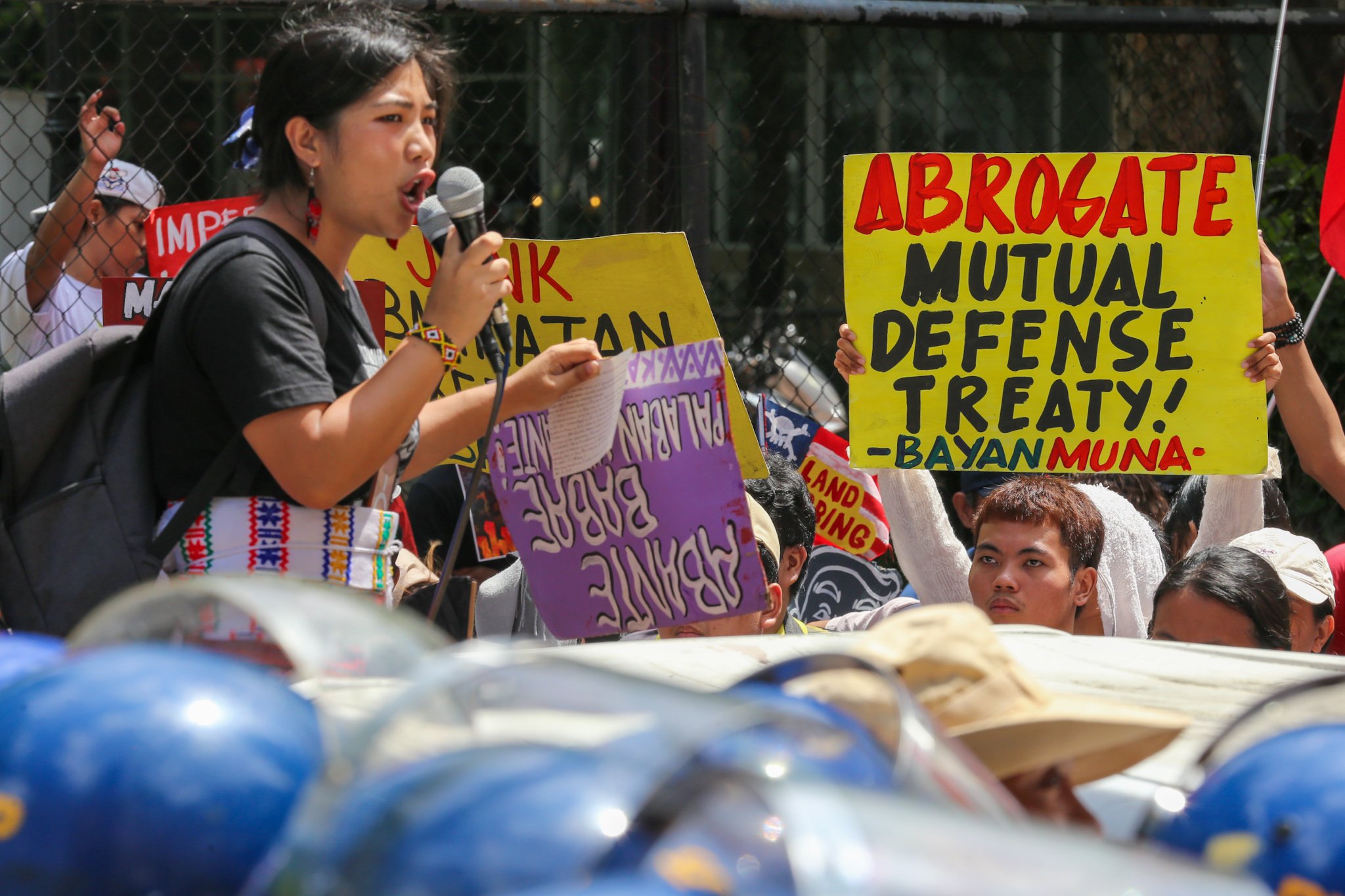Protesters stage a rally along Kalaw Avenue in Manila on 4 July 2026, marking the 80th Philippine-U.S. Friendship Day by opposing what they describe as expanded U.S. military presence and intervention, as well as the proposed Pax Silica Initiative./Toto Lozano