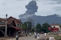 FIERY awakening Mount Kanlaon erupts over Negros Island, sending a towering plume of ash into the sky during its latest bout of volcanic unrest.