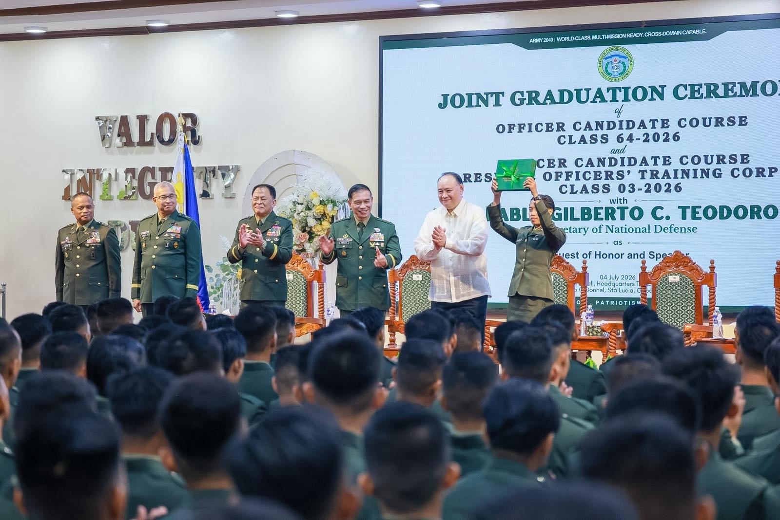 Sec. Teodoro urges new Army officers to uphold duty to nation