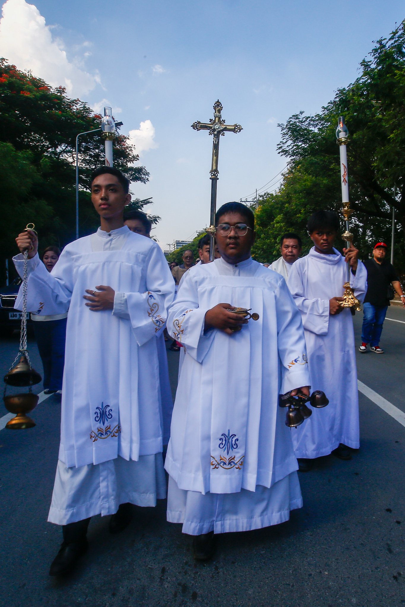 Faith-based groups gather for the "Jericho Walk for Truth and Justice" outside the Philippine Senate along Diokno Boulevard in Pasay City on 04 July 2026. Participants call for integrity, accountability, and justice in the impeachment trial of Vice President Sara Duterte.
