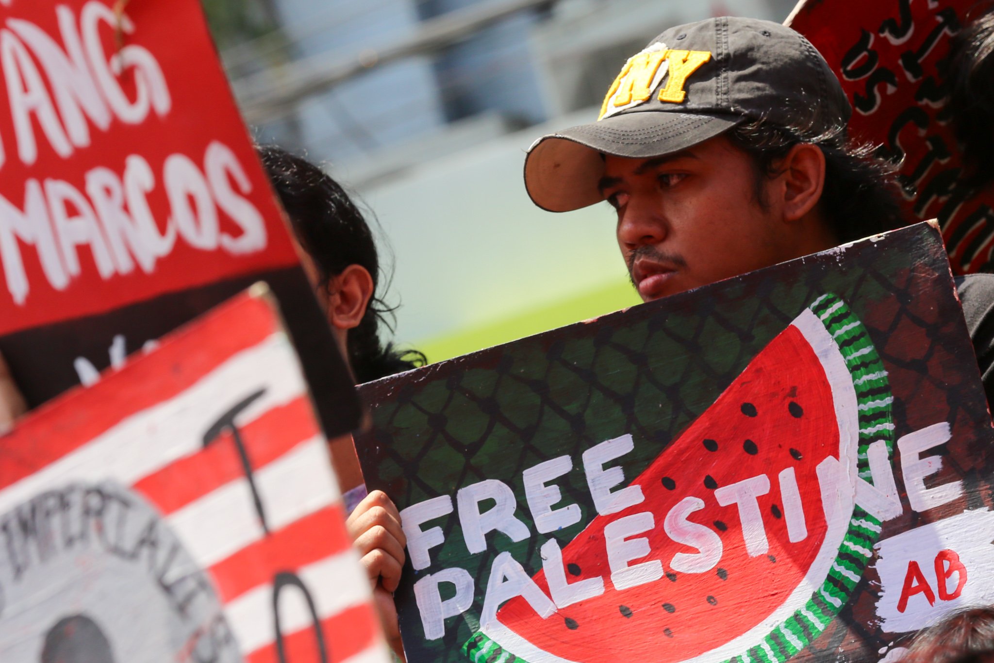 Protesters stage a rally along Kalaw Avenue in Manila on 4 July 2026, marking the 80th Philippine-U.S. Friendship Day by opposing what they describe as expanded U.S. military presence and intervention, as well as the proposed Pax Silica Initiative./Toto Lozano