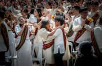 Various progressive graduates staged a protest after the graduation rites ceremony at University of the Philippines Diliman, Quezon City on Sunday, 5 July, 2026.
Over 5022 students from various degrees celebrated their graduation rites.
Graduates were also seen to strike a pose at the University Avenue of UP Diliman on Sunday, 5 July, 2026 in Quezon City. | Aram Lascano