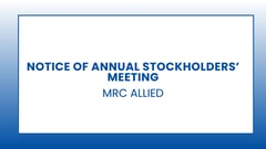 Notice of Annual Stockholders' Meeting- MRC ALLIED