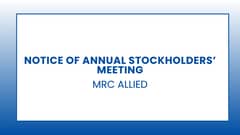 Notice of Annual Stockholders' Meeting- MRC ALLIED