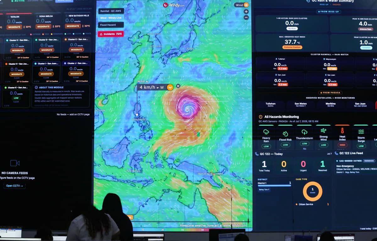 (July 07 2026) QCDRRMO Deputy for Hazard Monitoring Aleandra Rivera monitored the super typhoon with international name (Bavi) at QCDRRMO office in Quezon City on Tuesday July 7 2026, Bavi is expected to enter the Philippine Area of Responsibility (PAR) between Tuesday evening and early Wednesday, The super typhoon, which will be called Inday locally, will maintain its strength as it enters PAR, according to PAGASA. Photo/Analy Labor