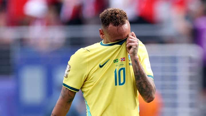 NEYMAR wipes off his tears after Brazil suffered a 1-2 loss to Norway in the Round of 16 of the FIFA World Cup on Sunday.