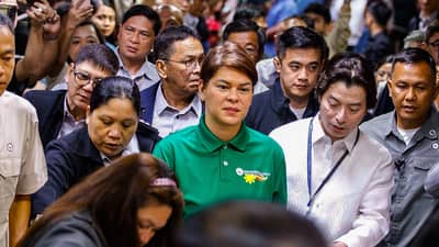 VICE President Sara Duterte arrived at the Senate on Tuesday, 7 July, along with one of her lawyers Atty. Michael Poa prior to the second day of the impeachment trial against her.