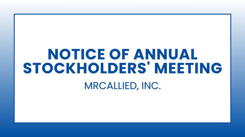 MRCALLIED, INC. - Notice of Annual Stockholders' Meeting