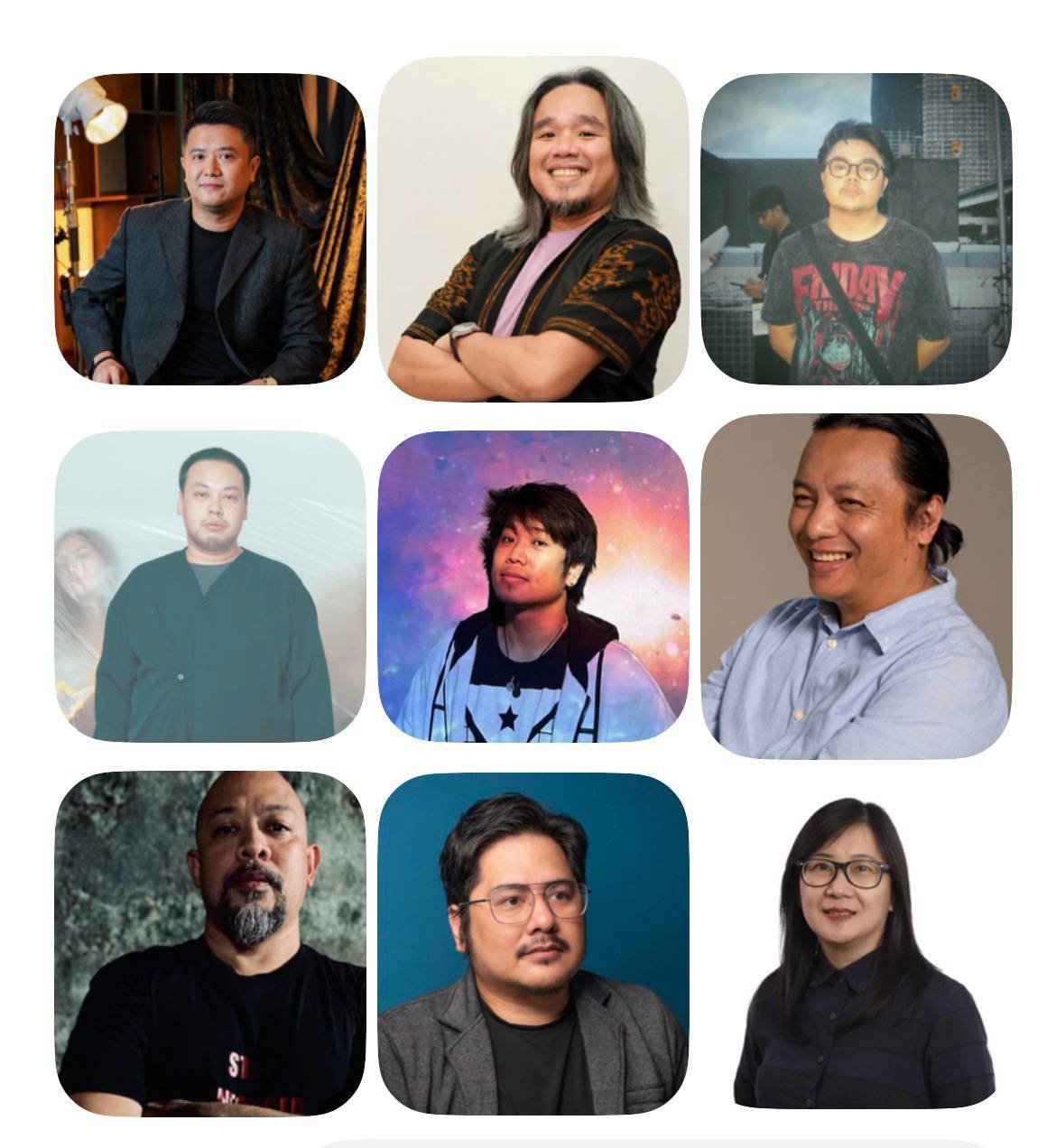 The nine full-length filmmakers of the 22nd Cinemalaya Philippine Independent Film Festival.