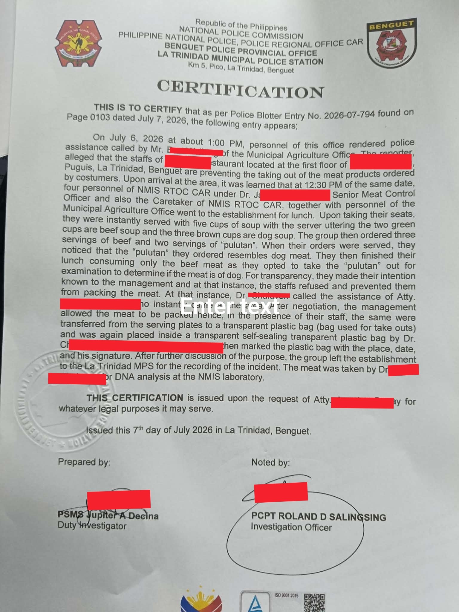 Benguet restaurant faces new complaint over suspected dog meat