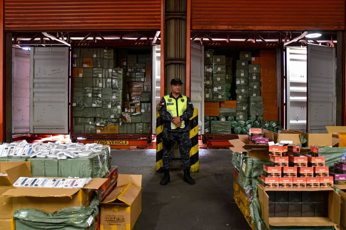 The Bureau of Customs, led by Commissioner Ariel Nepomuceno, seized nine container vans carrying an estimated P137 million worth of misdeclared vape-related products at the Manila International Container Port on 8 July. | 📸: Zedrich Xylak Madrid